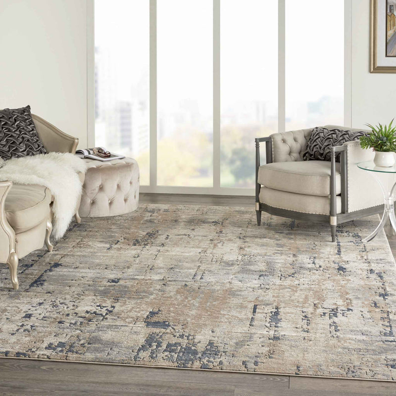 10' x 14' Beige Abstract Power Loom Area Rug