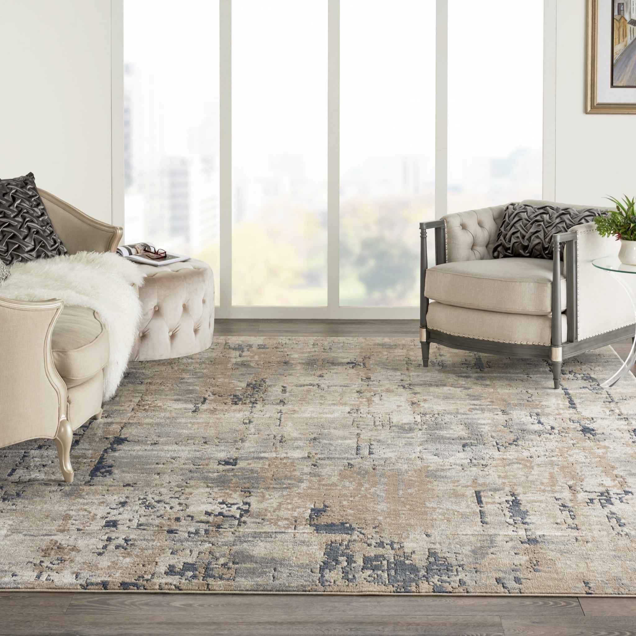 10' x 14' Beige Abstract Power Loom Area Rug