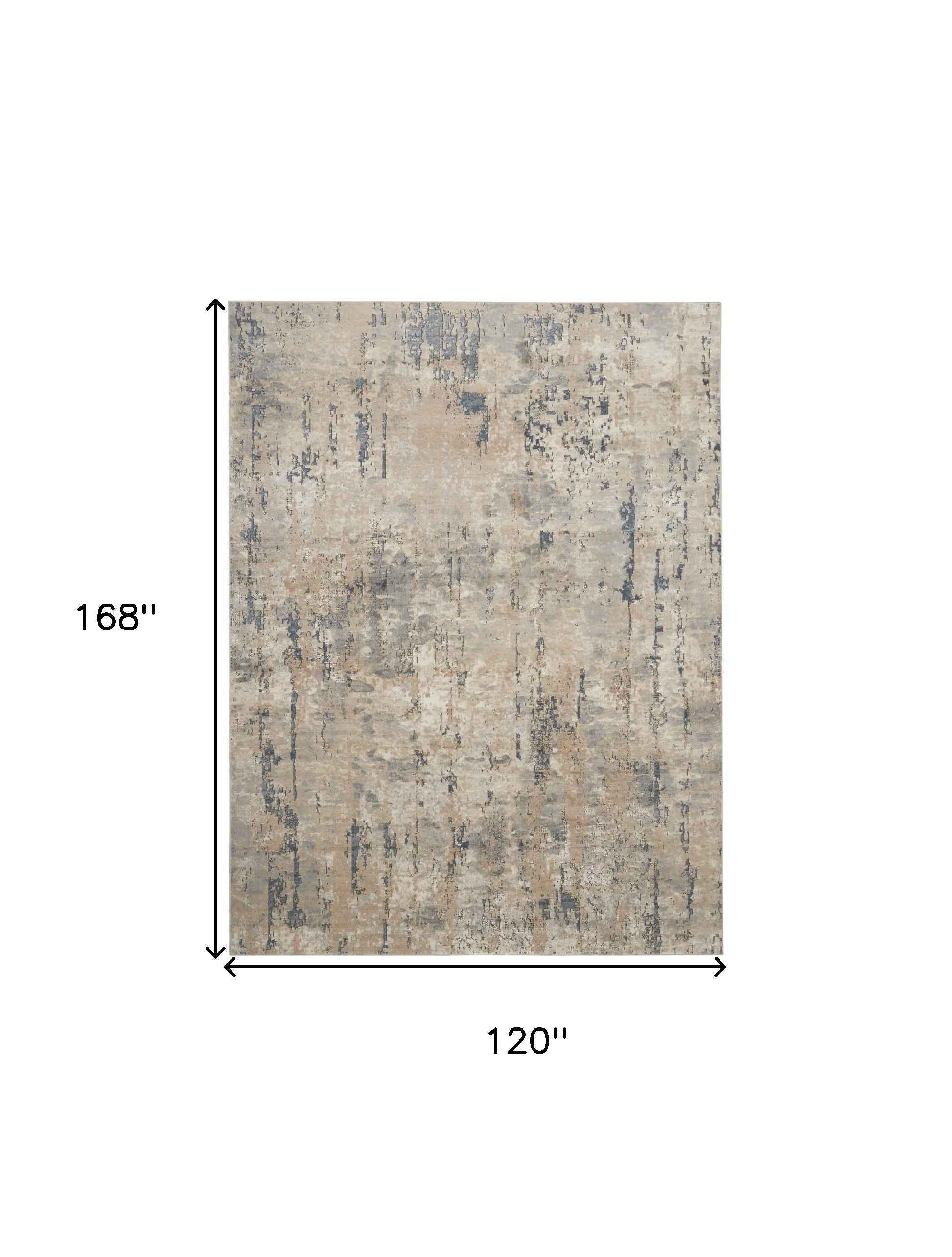 10' x 14' Beige Abstract Power Loom Area Rug