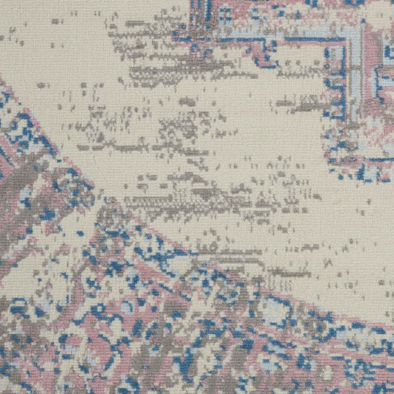 8' Pink Round Damask Power Loom Area Rug