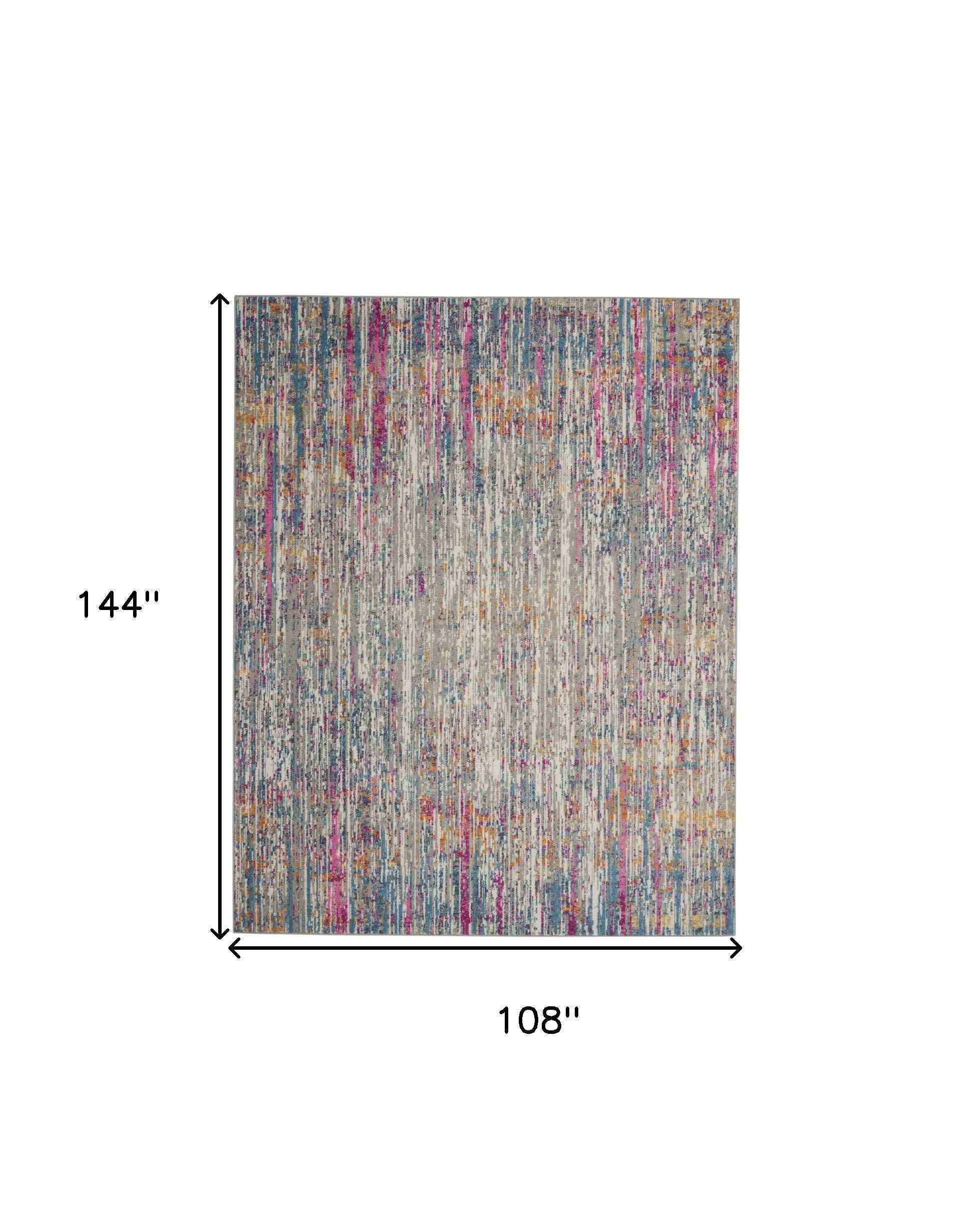 9' x 12' Ivory Abstract Power Loom Area Rug