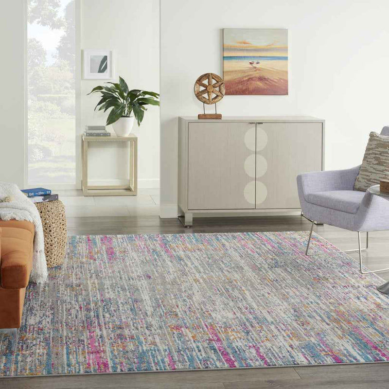 9' x 12' Ivory Abstract Power Loom Area Rug