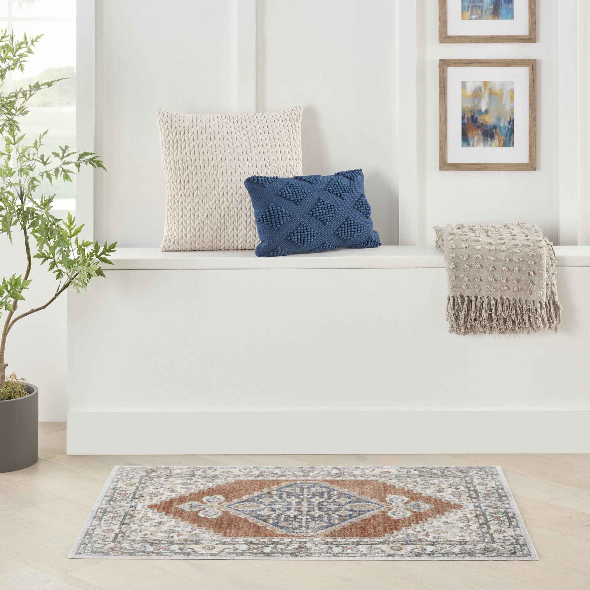 3' X 5' Gray Oriental Power Loom Distressed Washable Area Rug