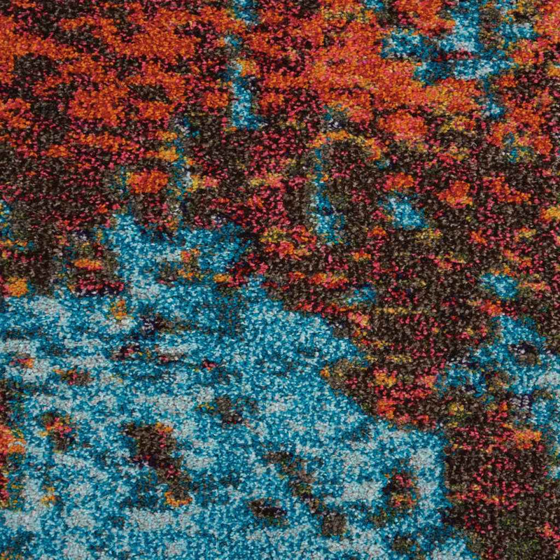 10' x 14' Blue and Orange Abstract Power Loom Area Rug