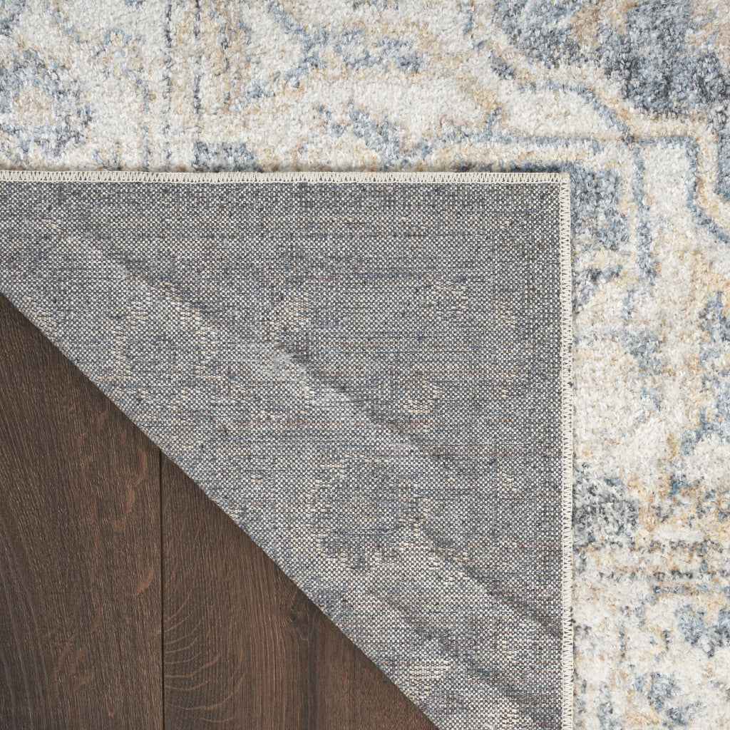 3' X 5' Gray Oriental Power Loom Washable Area Rug
