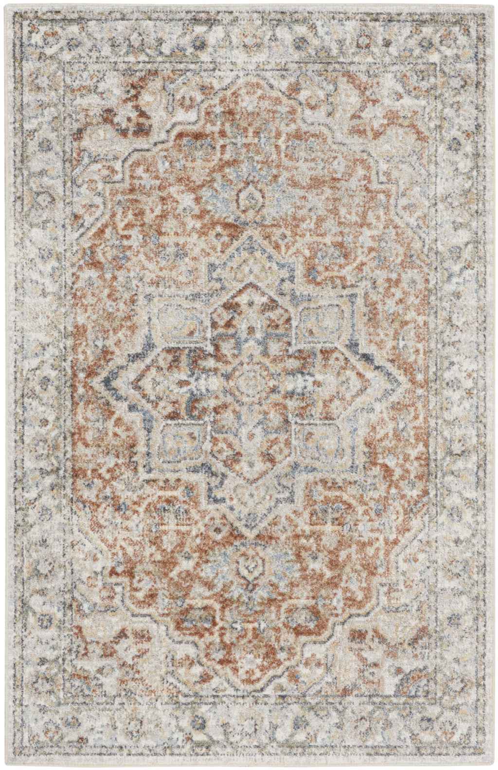 3' X 5' Gold Oriental Power Loom Washable Area Rug