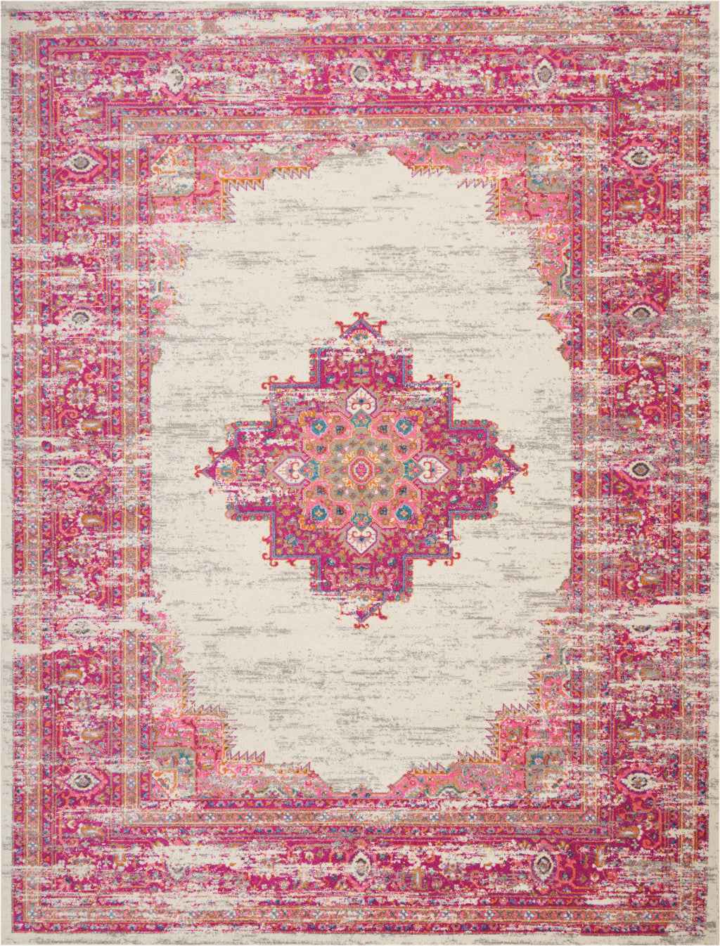 9' x 12' Pink Floral Power Loom Area Rug