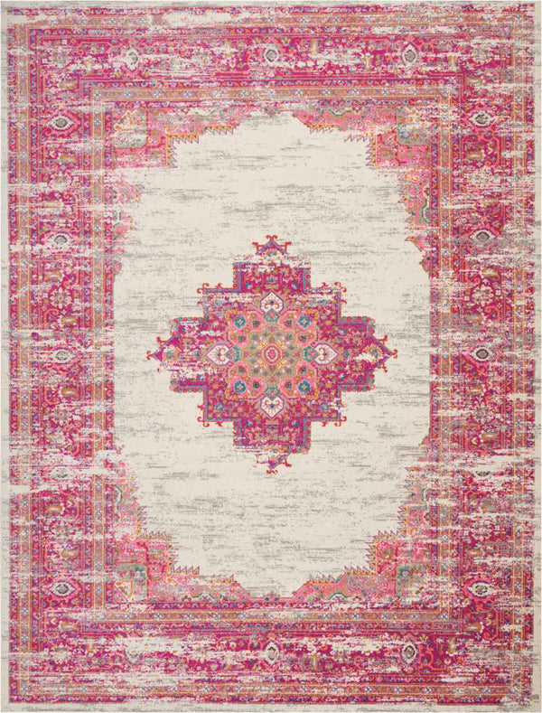 9' x 12' Pink Floral Power Loom Area Rug