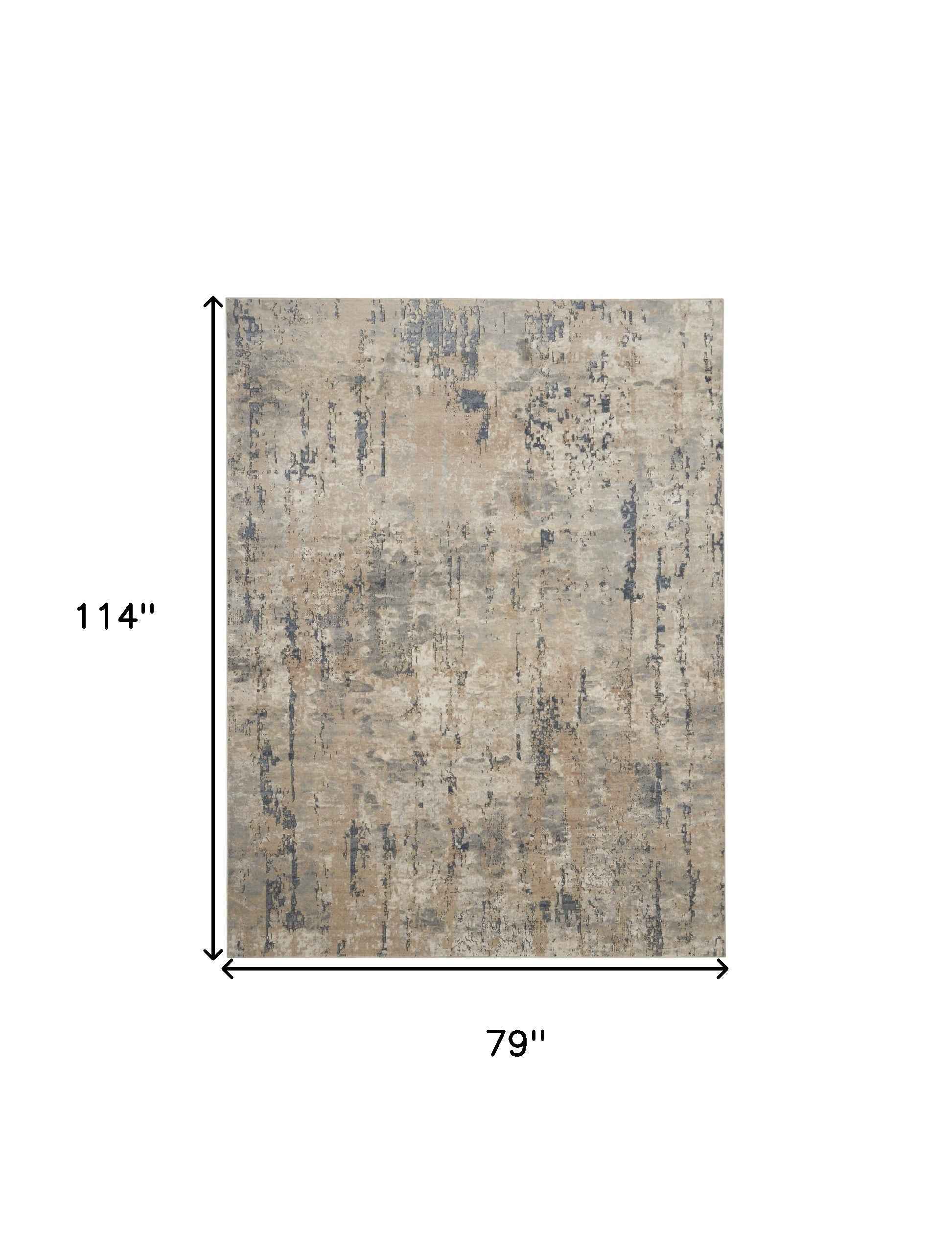 7' x 10' Beige Abstract Power Loom Area Rug
