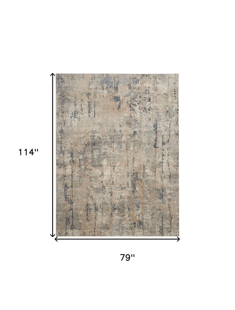 7' x 10' Beige Abstract Power Loom Area Rug