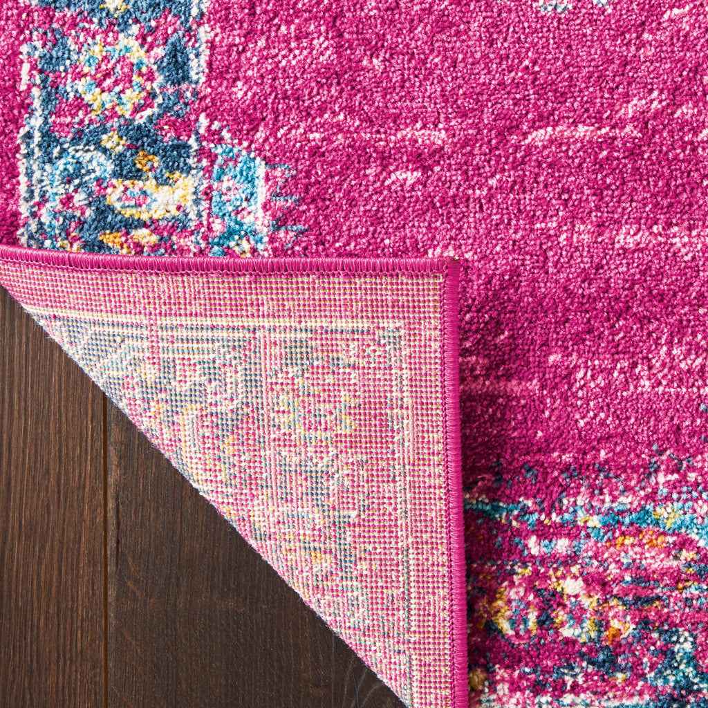 9' X 12' Fuchsia Floral Power Loom Area Rug