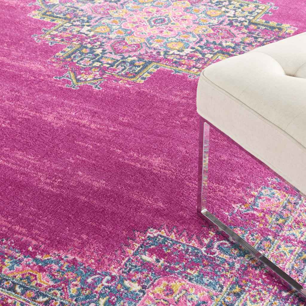 9' X 12' Fuchsia Floral Power Loom Area Rug