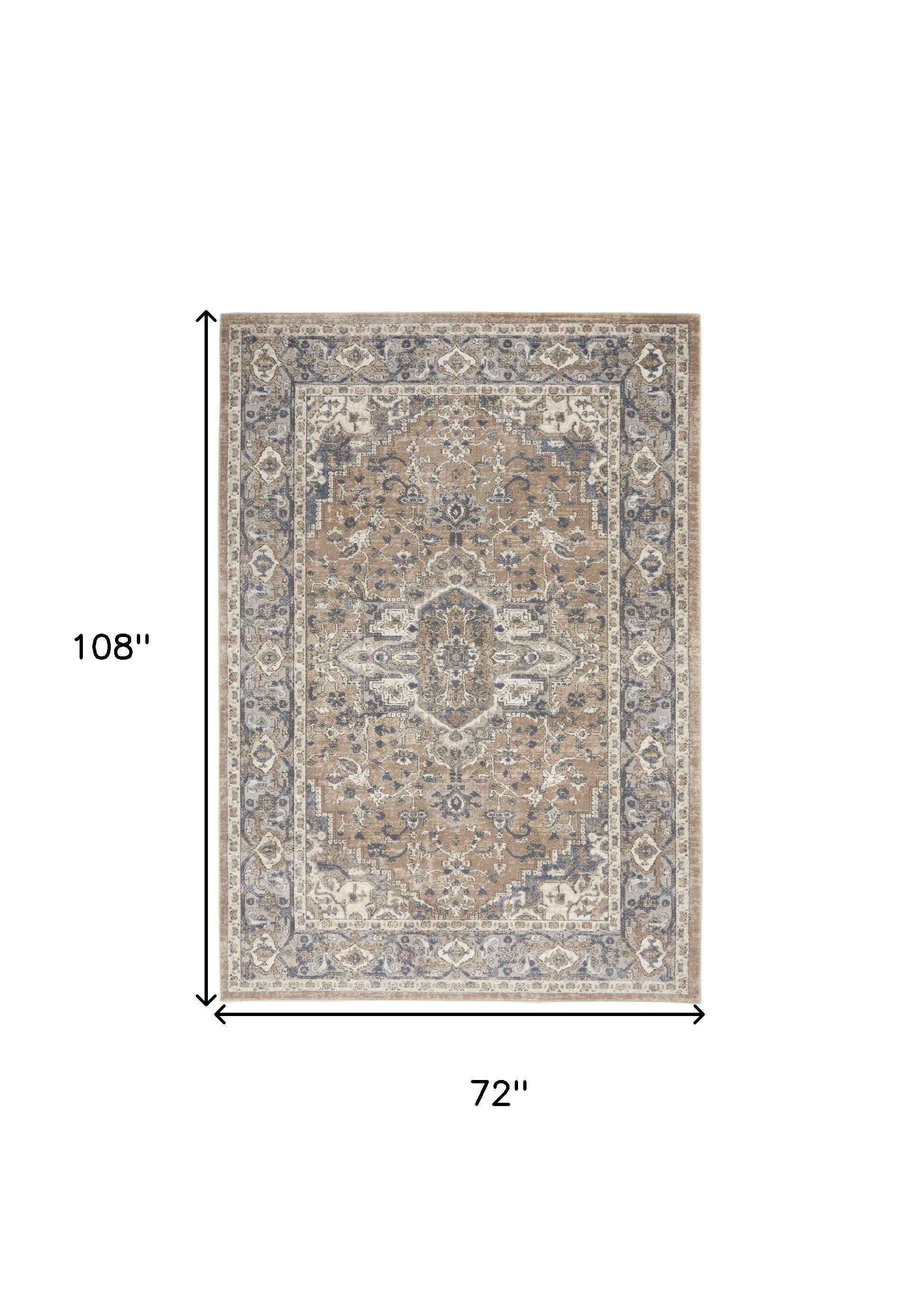 6' x 9' Ivory Floral Power Loom Area Rug