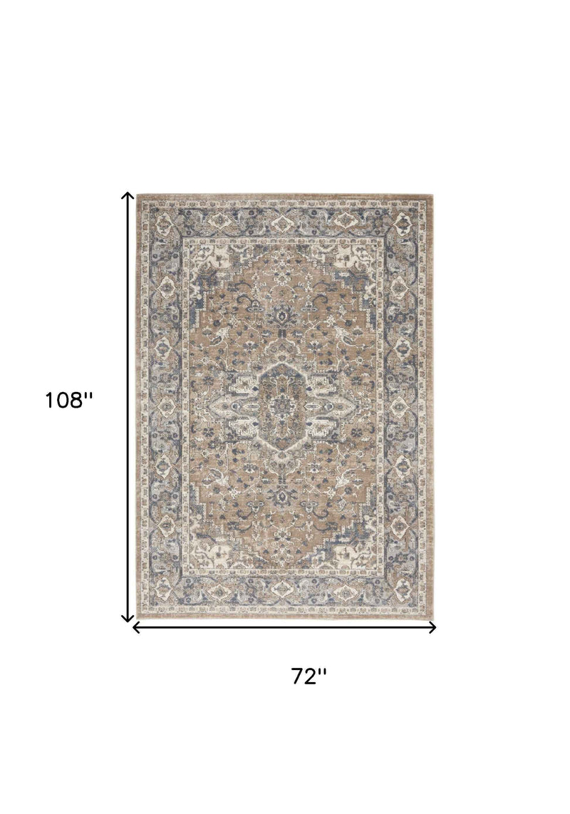6' x 9' Ivory Floral Power Loom Area Rug