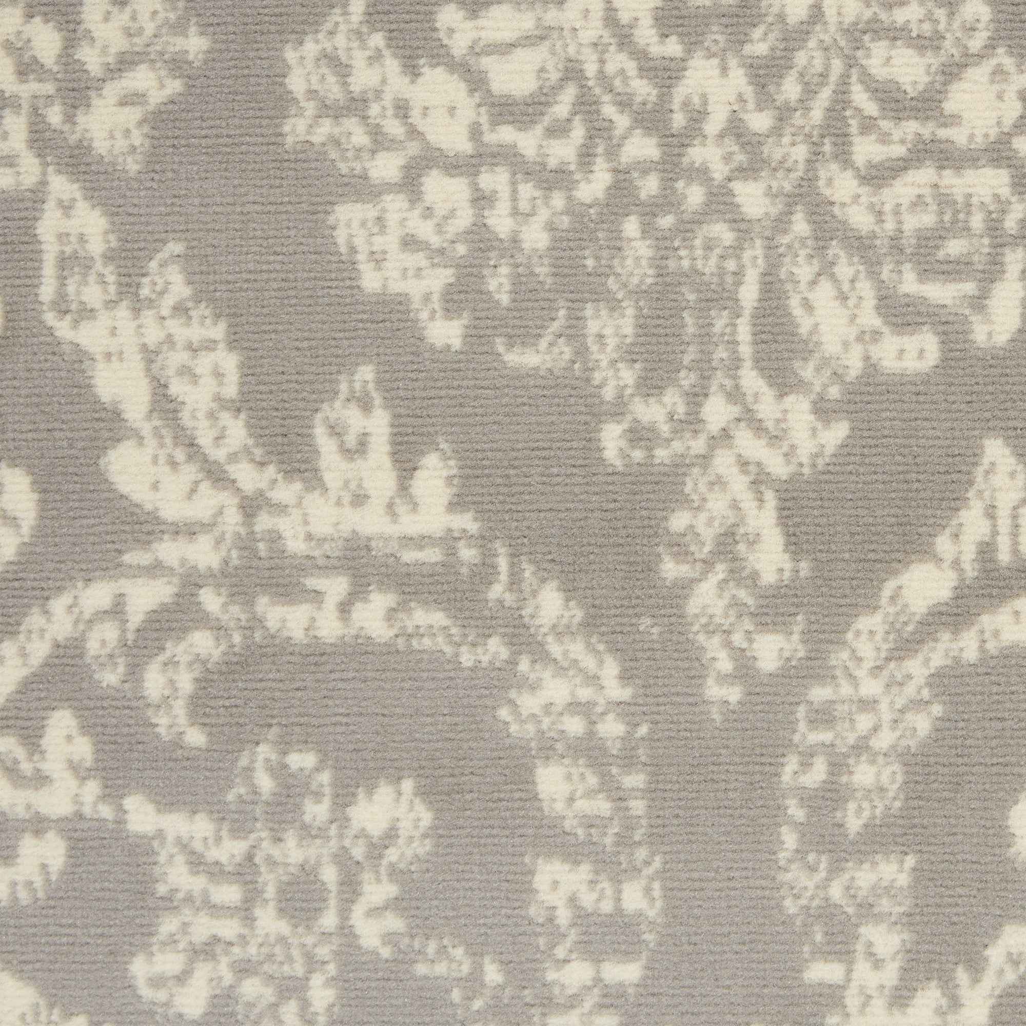 5' x 7' Gray Damask Power Loom Non Skid Area Rug