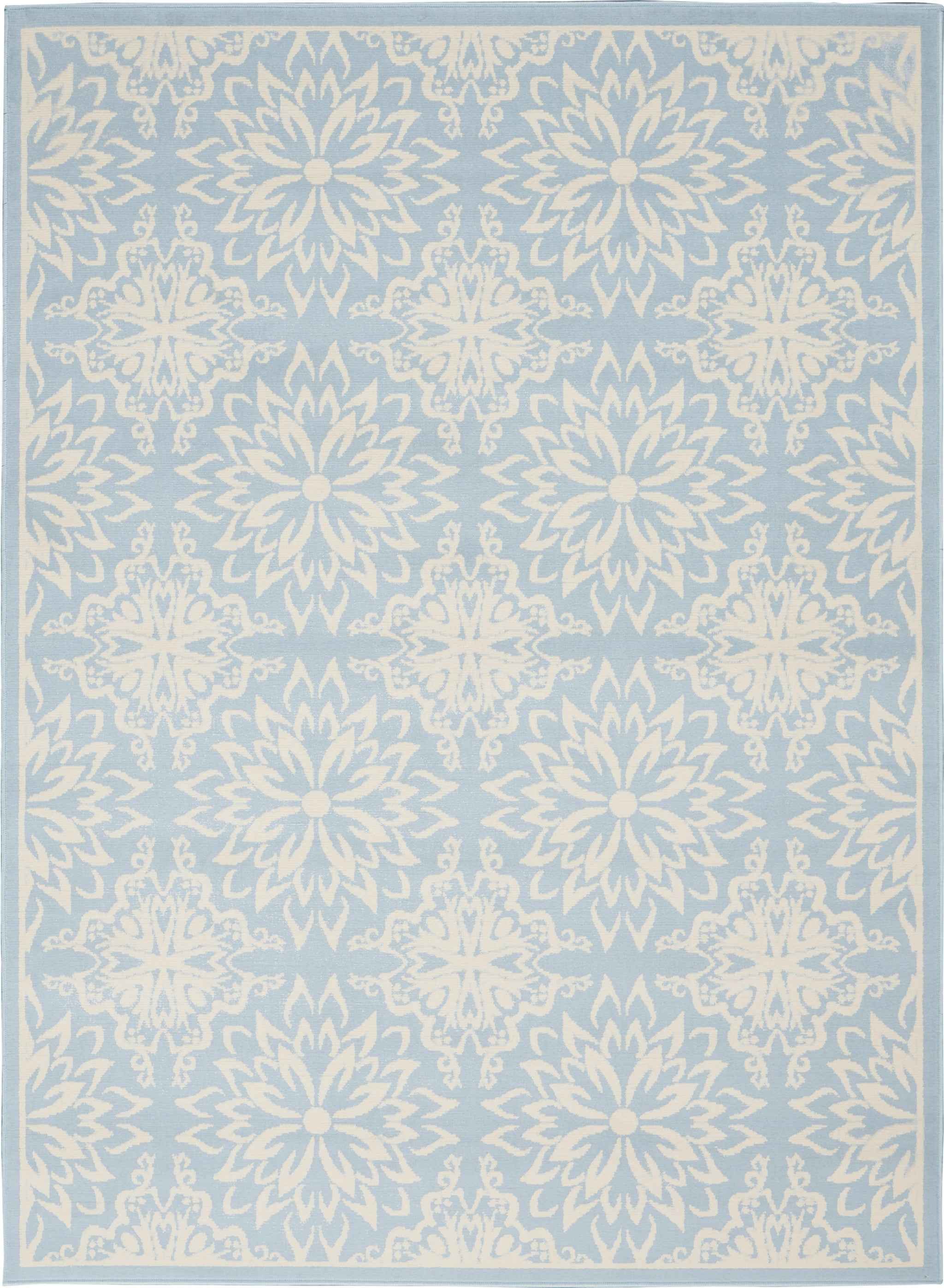 5' X 7' Light Blue Floral Power Loom Area Rug