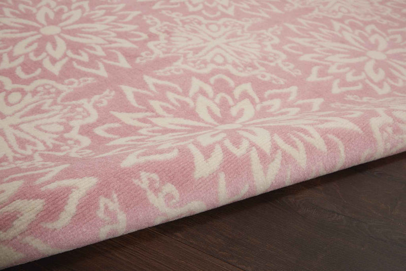 5' X 7' Pink Floral Power Loom Area Rug