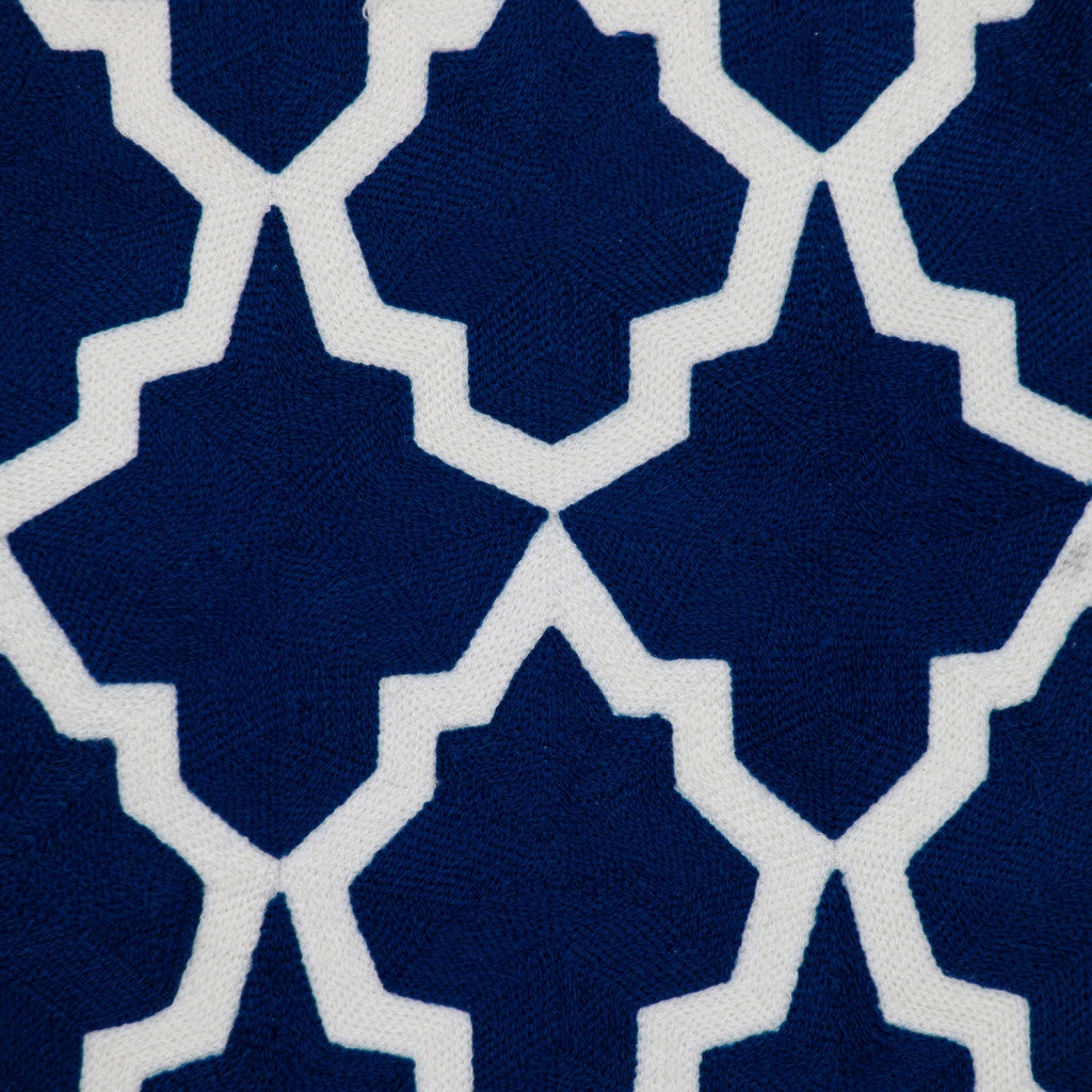 20" Blue and White Geometric Cotton Throw Pillow - Home & Garden