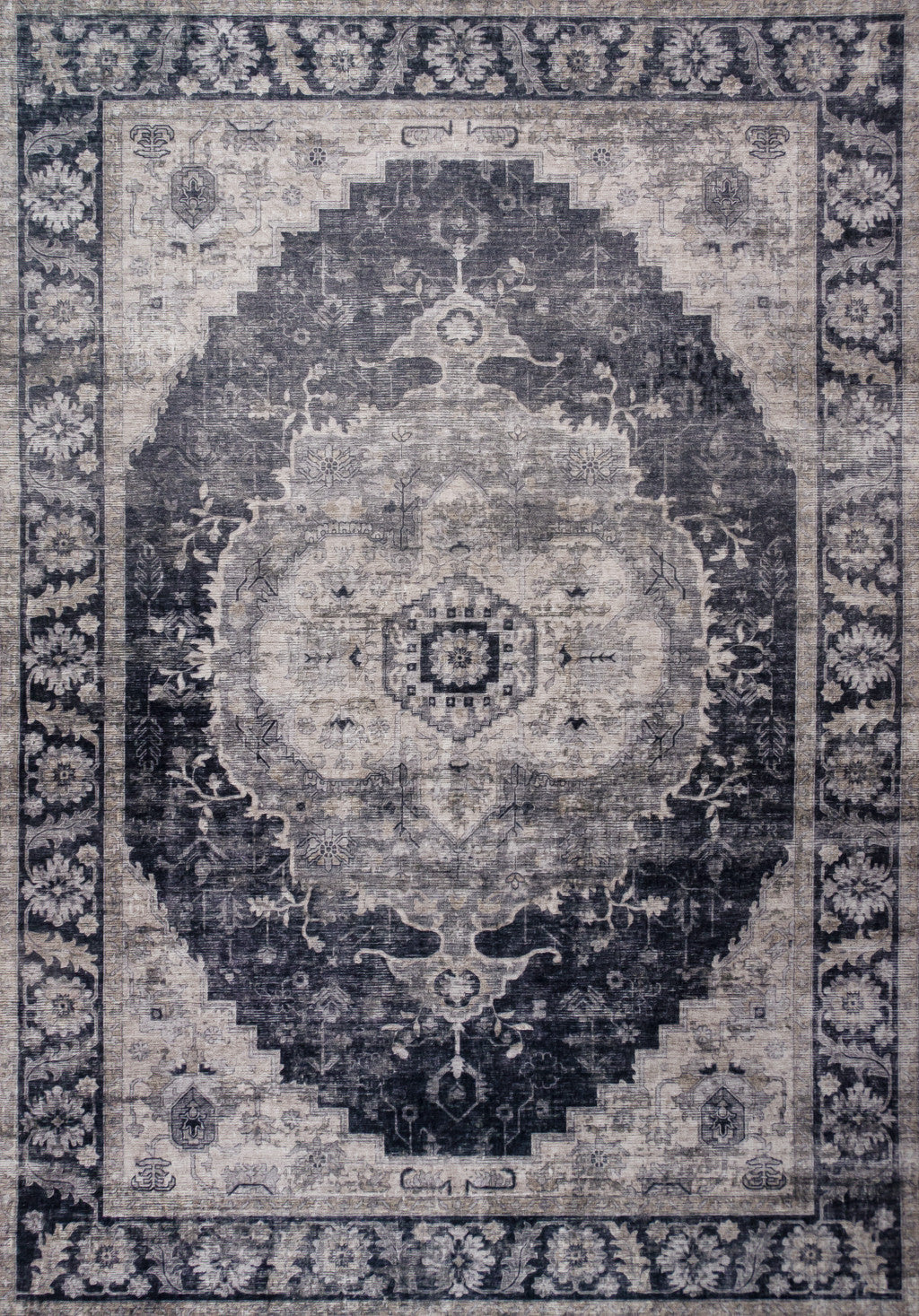 5' X 8' Black and Gray Oriental Area Rug - Home & Garden