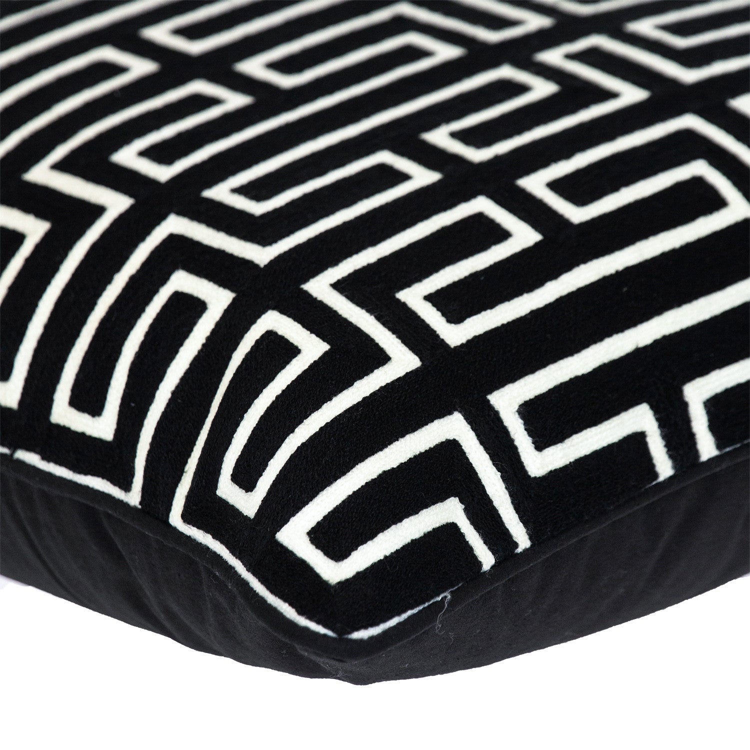 20" X 20" Black Geometric Cotton Zippered Pillow - Home & Garden