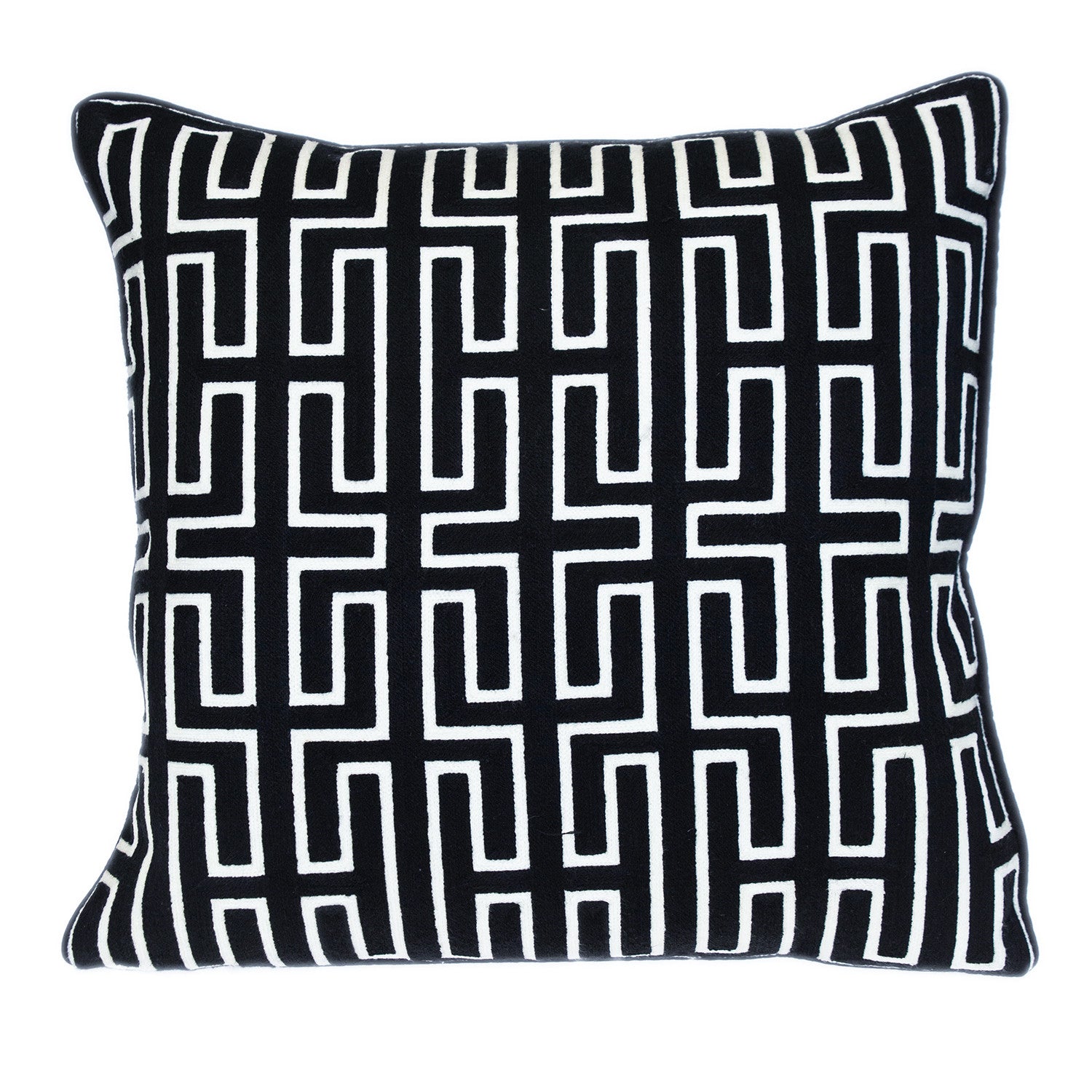 20" X 20" Black Geometric Cotton Zippered Pillow - Home & Garden
