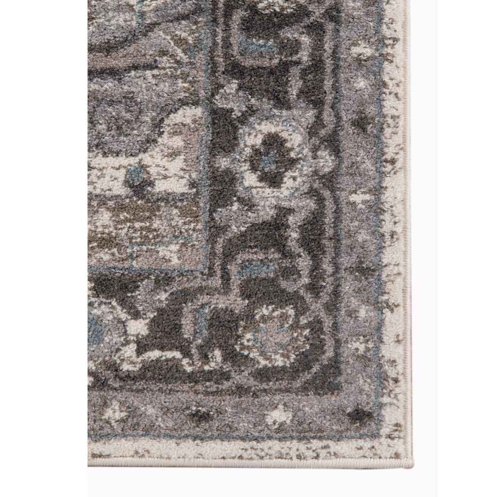 10' Ivory Taupe and Gray Medallion Power Loom Runner Rug - Home & Garden