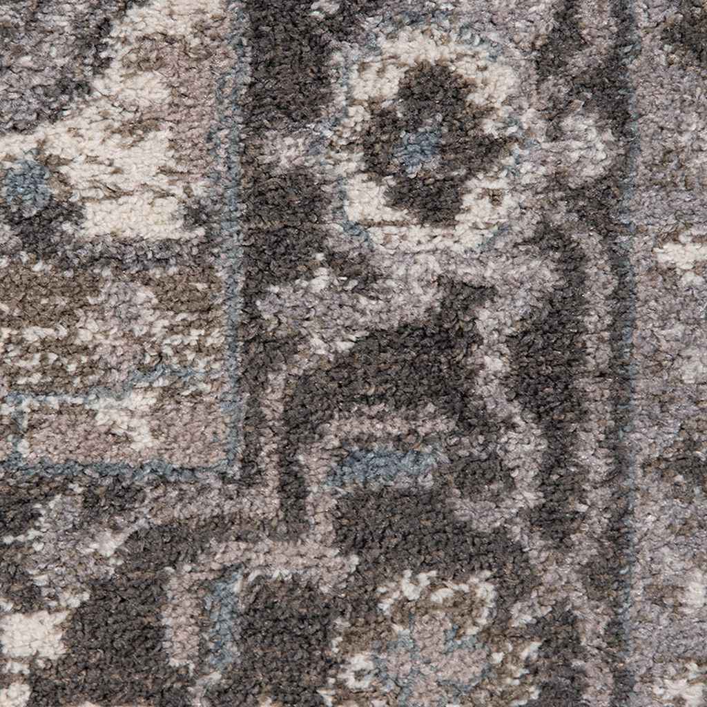 10' Ivory Taupe and Gray Medallion Power Loom Runner Rug - Home & Garden