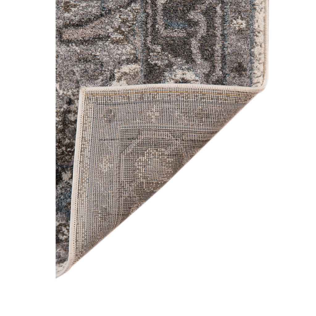 10' Ivory Taupe and Gray Medallion Power Loom Runner Rug - Home & Garden