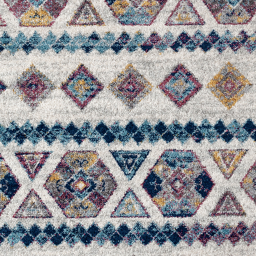 5' X 8' Ivory Blue and Orange Geometric Power Loom Area Rug - Home & Garden