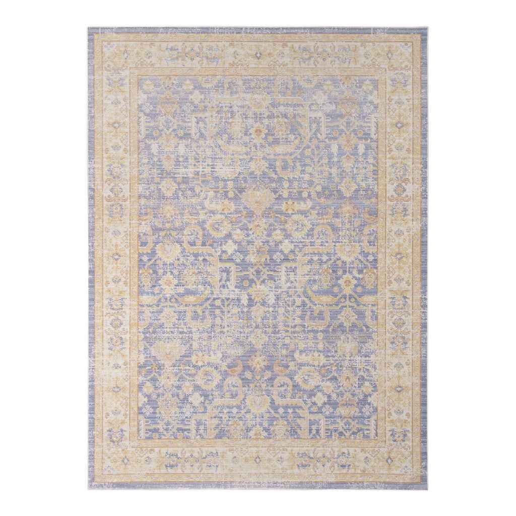 2' x 3' Purple and Ivory Oriental Power Loom Distressed Area Rug