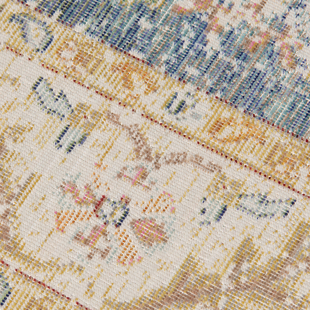 2' X 3' Coral And Blue Floral Distressed Area Rug - Home & Garden