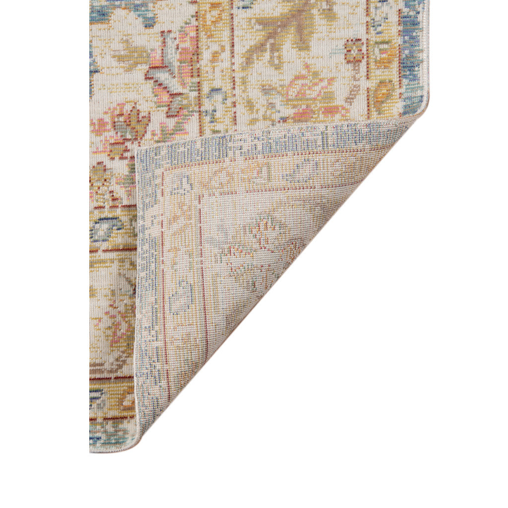 2' X 3' Coral And Blue Floral Distressed Area Rug - Home & Garden