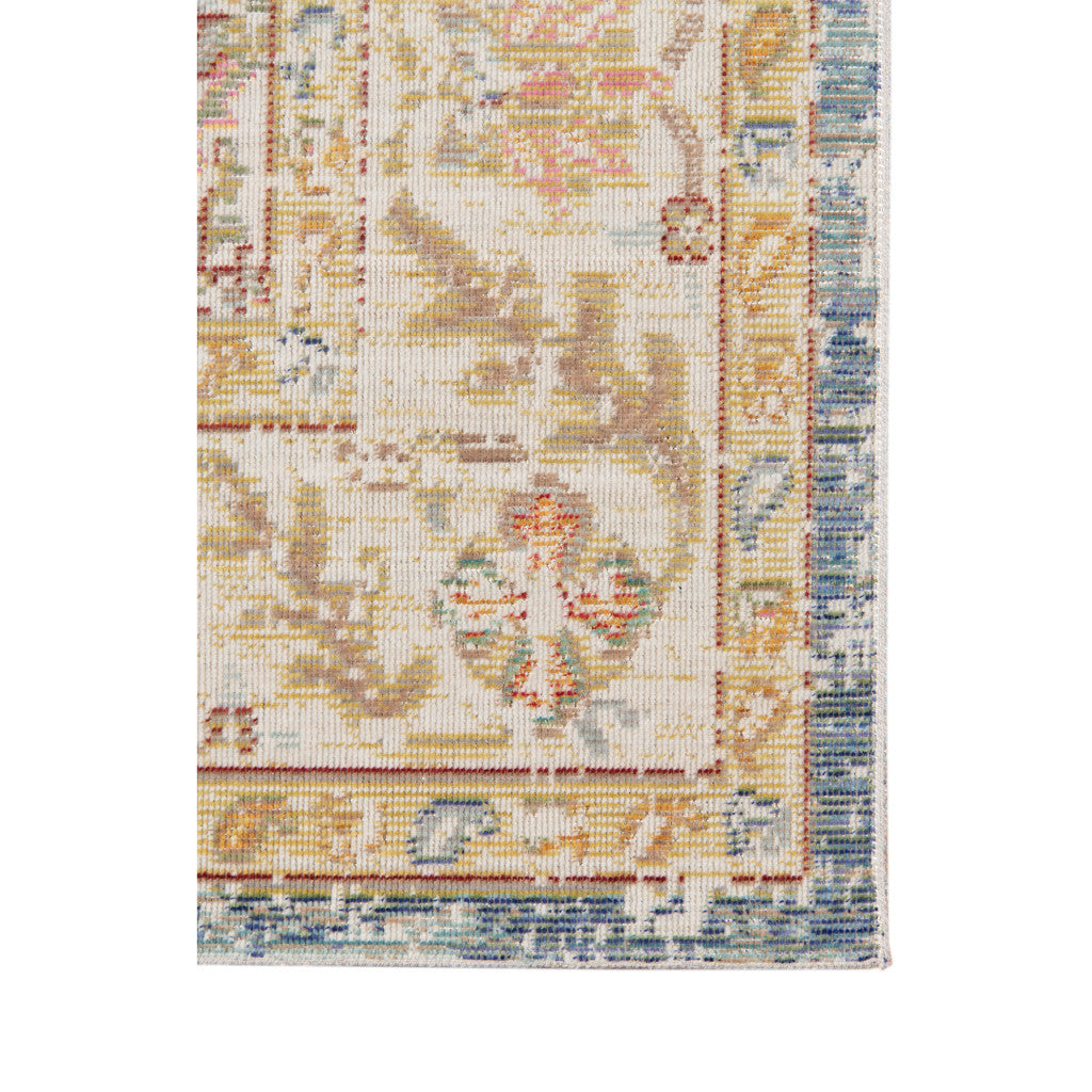 2' X 3' Coral And Blue Floral Distressed Area Rug - Home & Garden