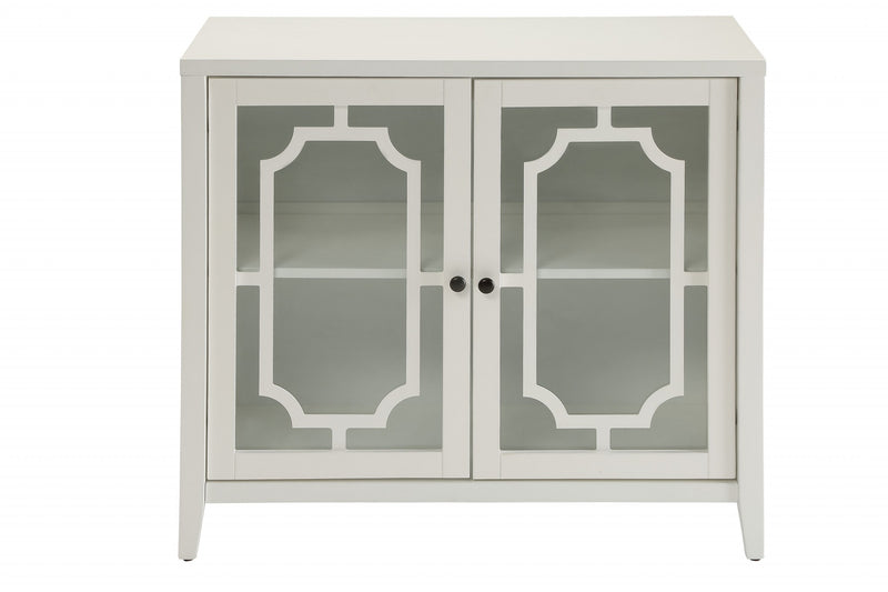 34" White Sideboard with Two Glass Doors - Kitchen & Dining