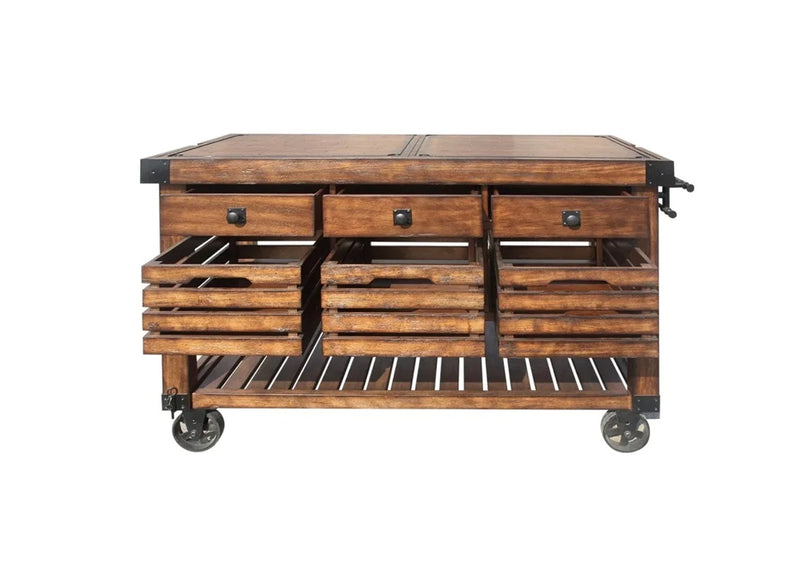 Brown 52" Rolling Kitchen Cart With Storage - Kitchen & Dining