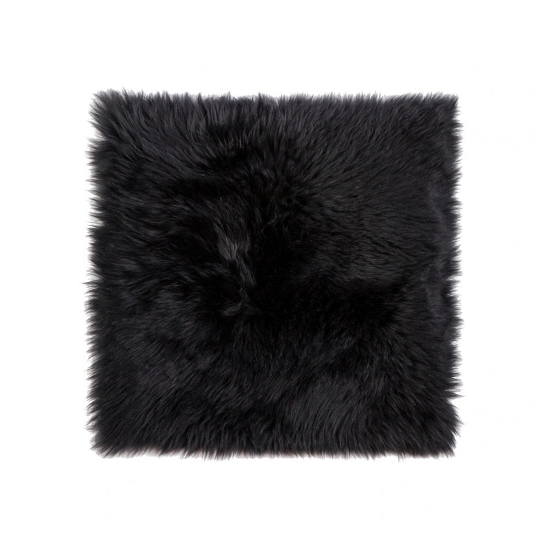 17" X 17" Black Sheepskin Solid Color Chair Pad - Kitchen & Dining