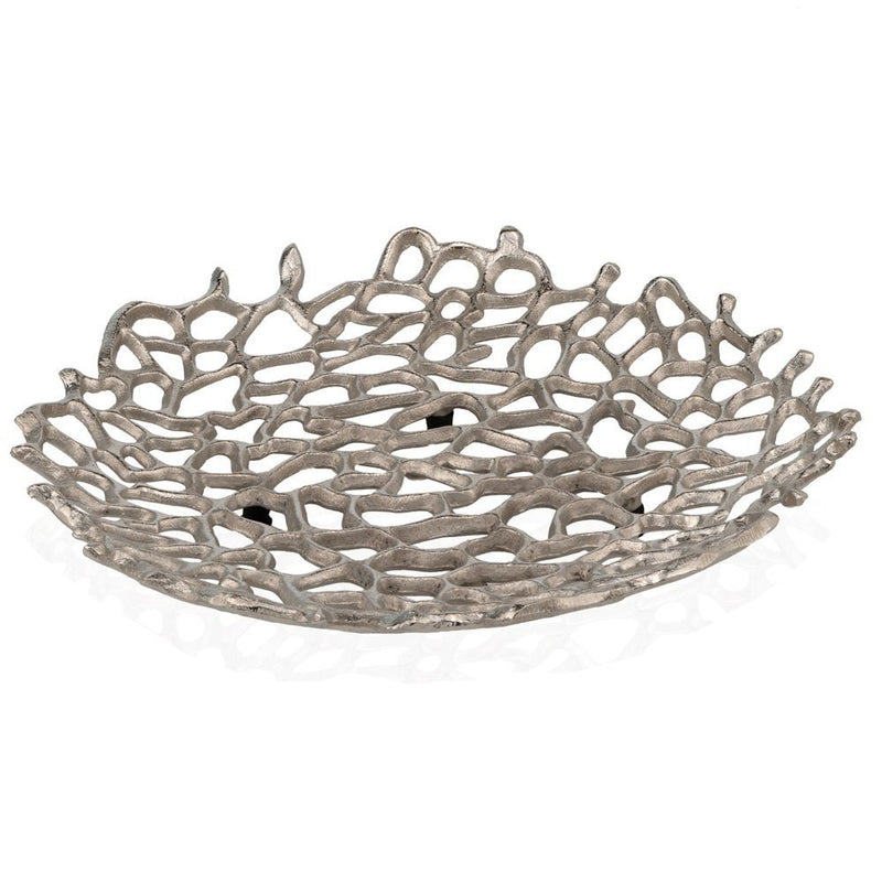 15" Silver Aluminum Coral Decorative Bowl - Kitchen & Dining