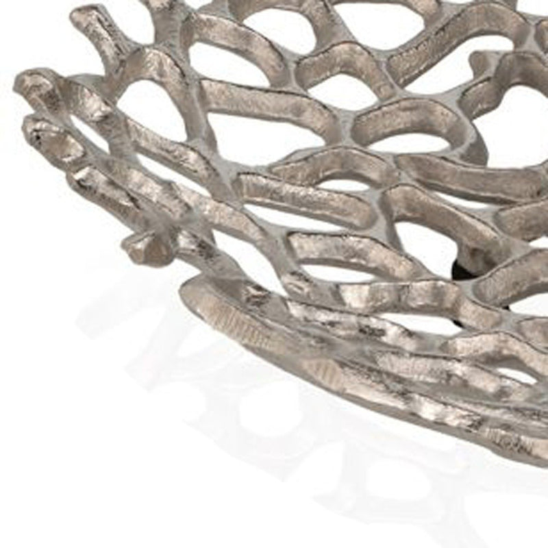 15" Silver Aluminum Coral Decorative Bowl - Kitchen & Dining