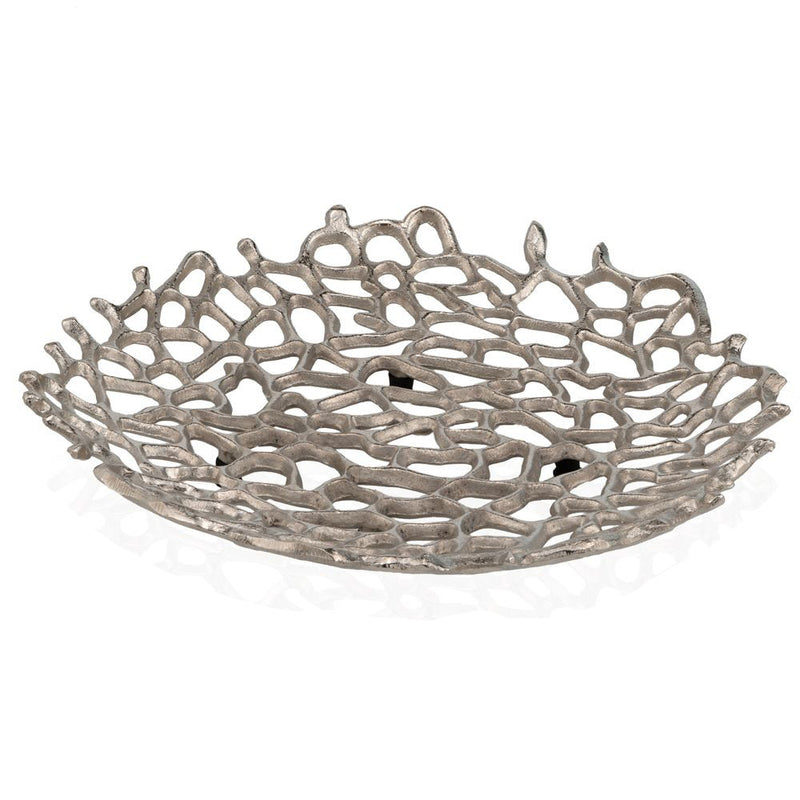 15" Silver Aluminum Coral Decorative Bowl - Kitchen & Dining