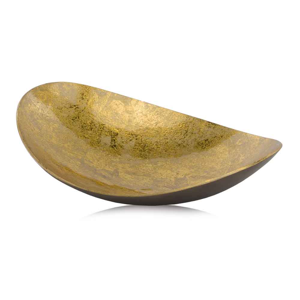 11" Gold and Bronze Aluminum Oval Centerpiece Bowl - Kitchen & Dining