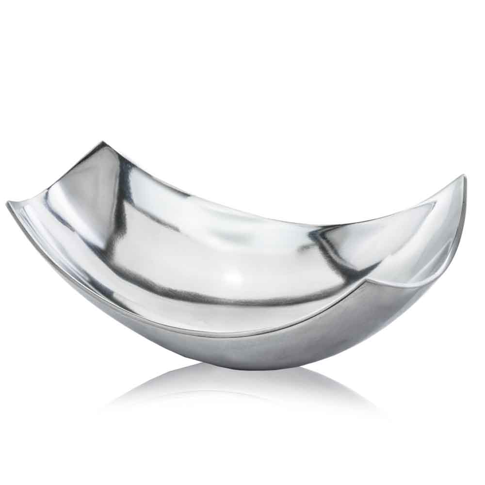 17" Silver Aluminum Scoop Centerpiece Bowl - Kitchen & Dining