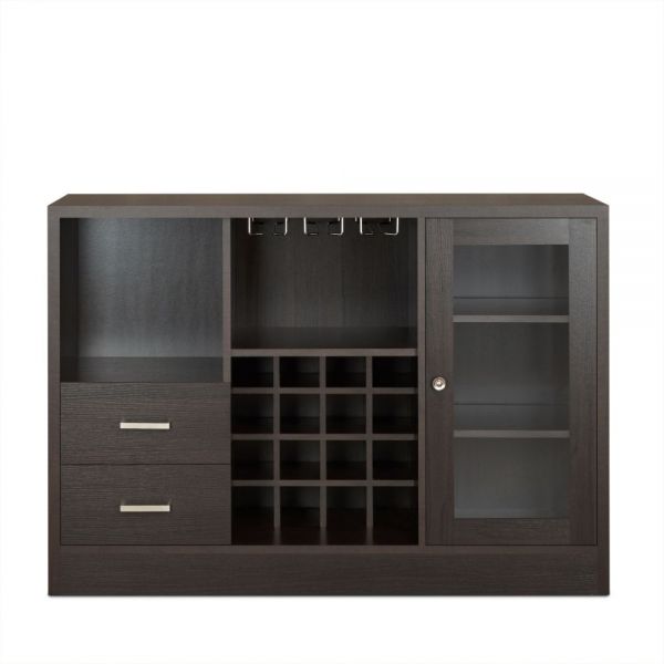 47" Espresso Solid Wood Frame With Five Shelves And Two Drawers - Kitchen & Dining