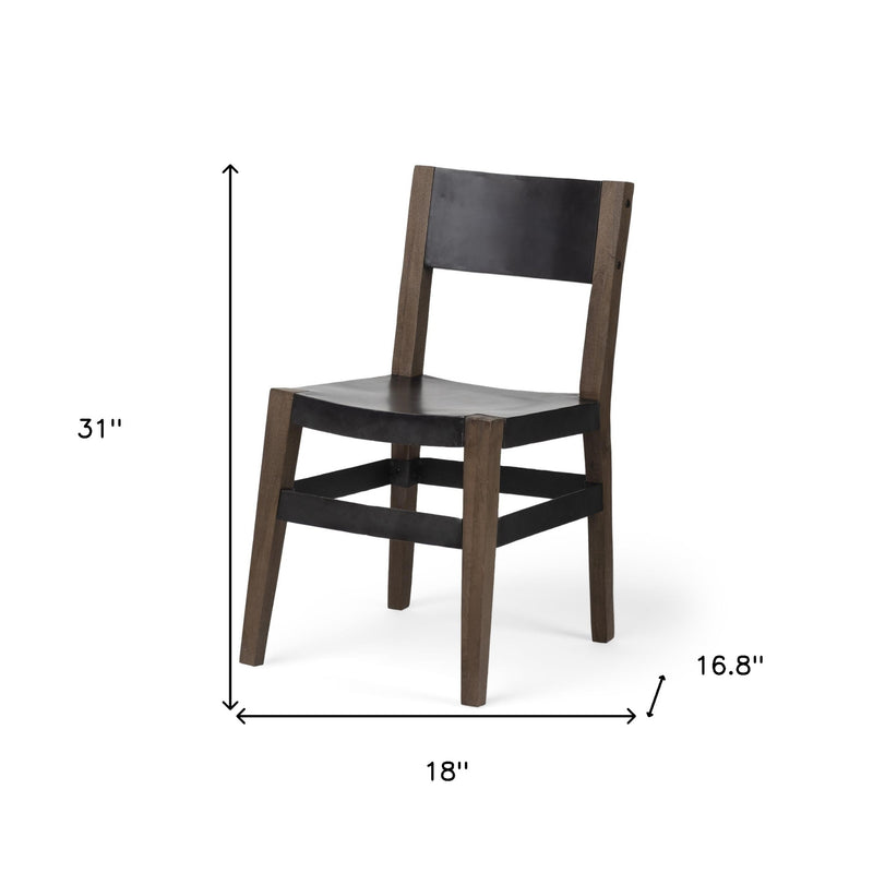 Black And Brown Metal and Wood Open Back Dining Side Chair - Kitchen & Dining