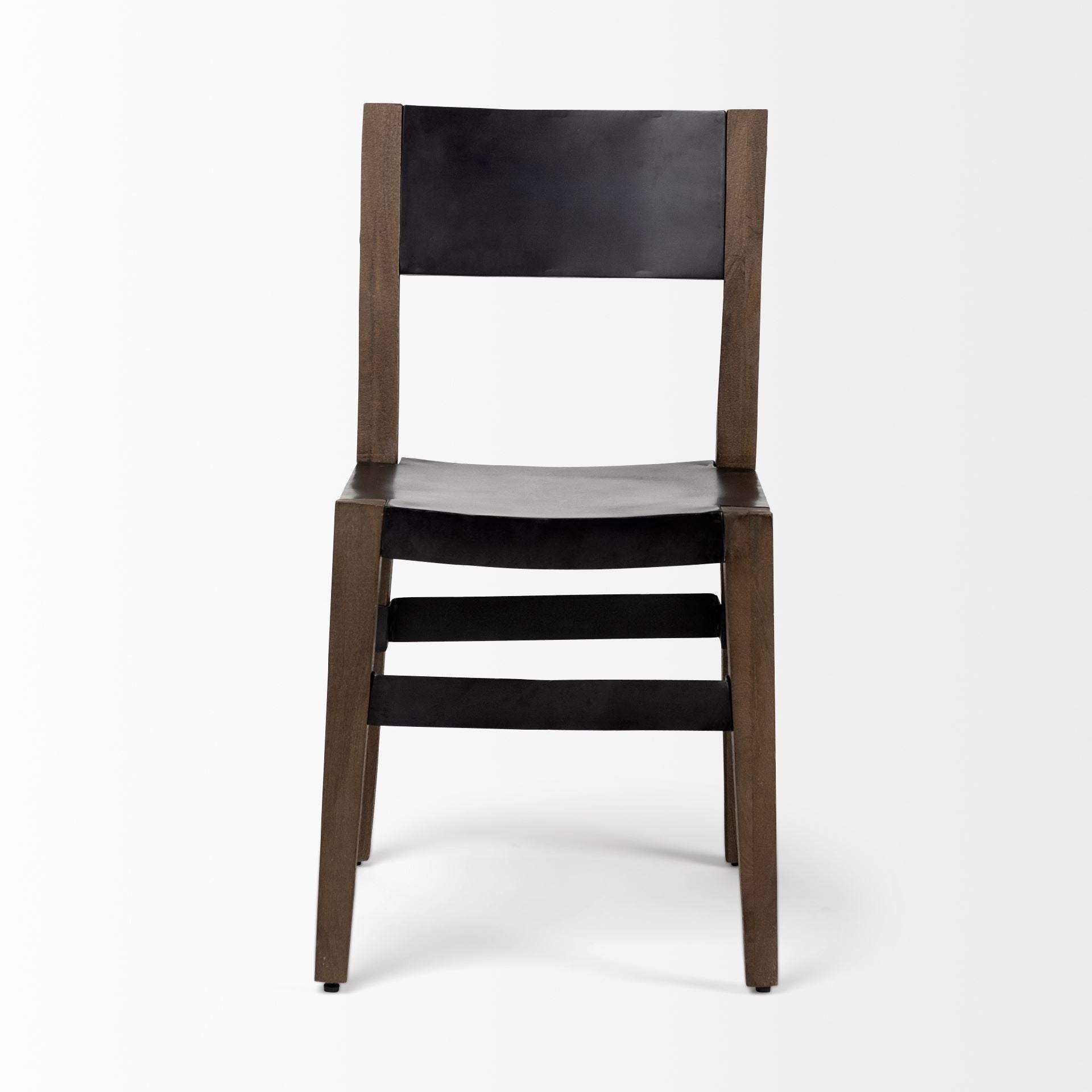 Black And Brown Metal and Wood Open Back Dining Side Chair - Kitchen & Dining