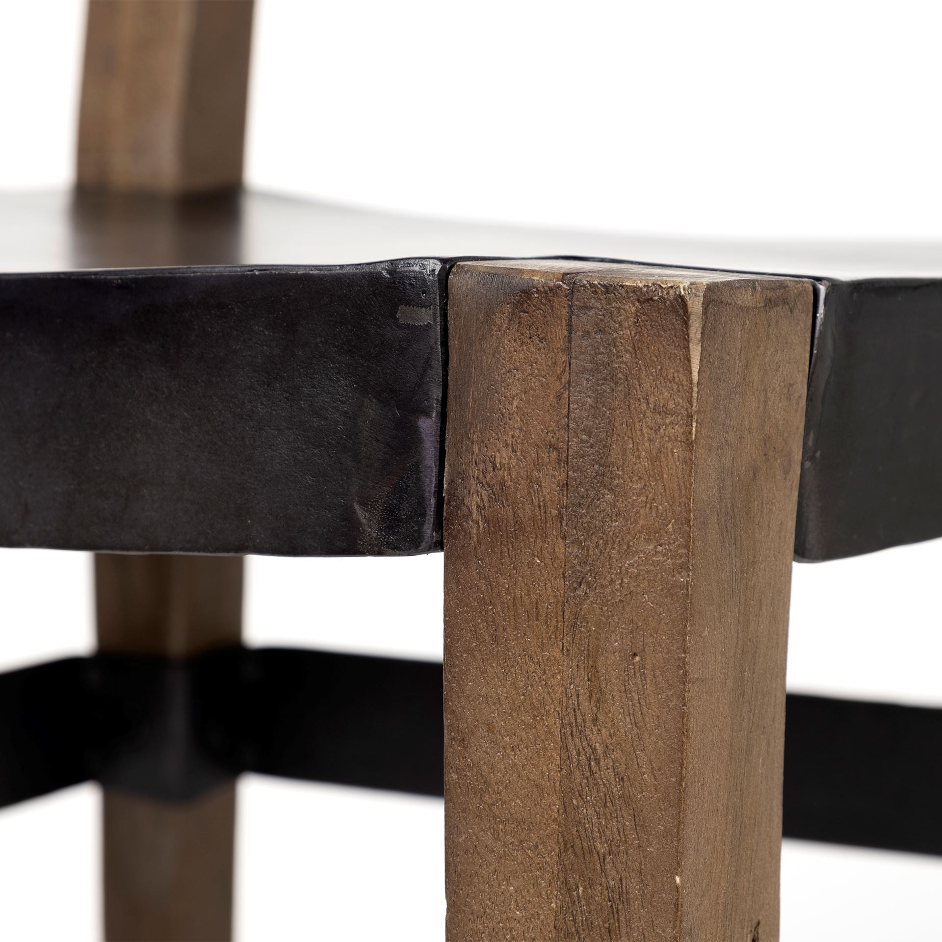 Black And Brown Metal and Wood Open Back Dining Side Chair - Kitchen & Dining