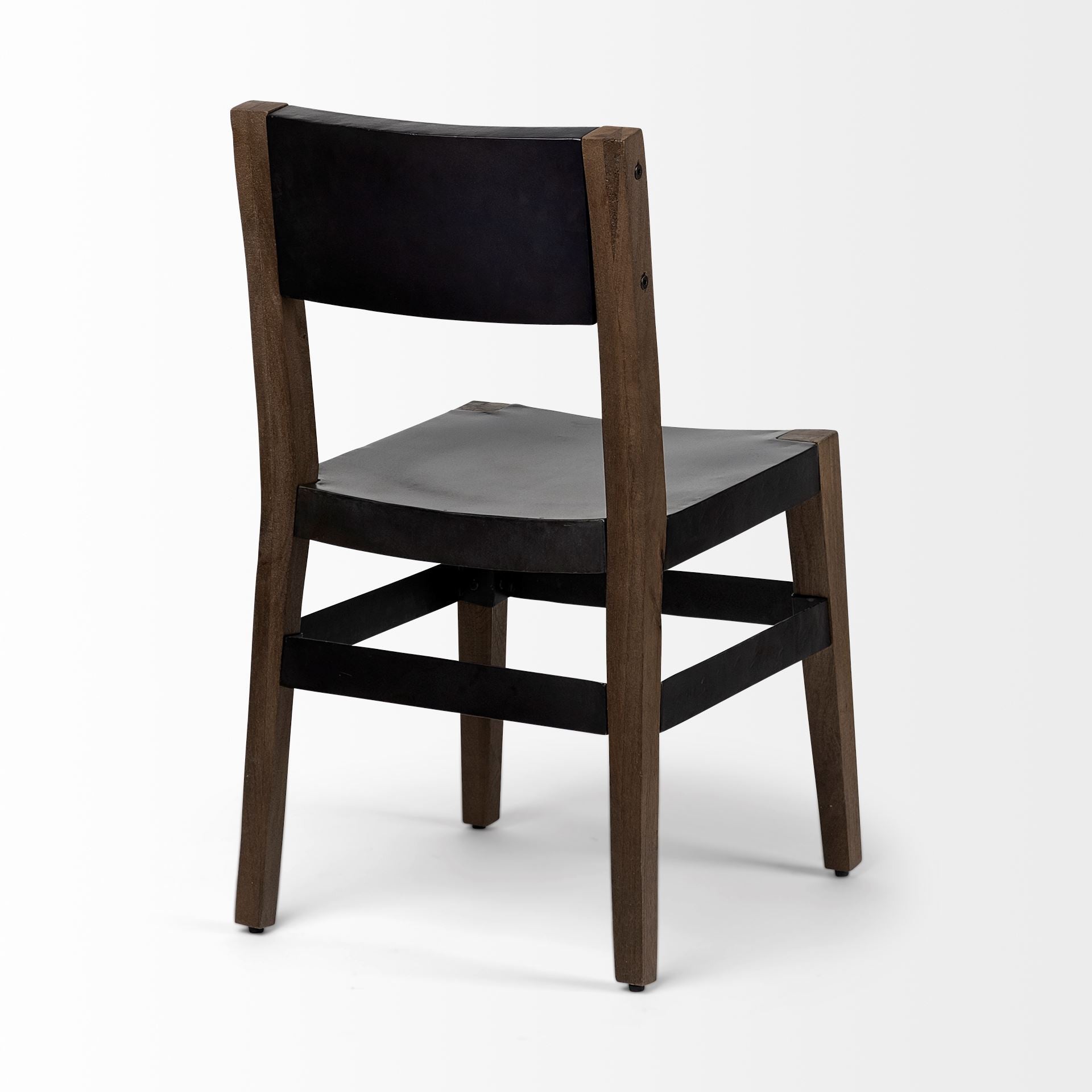 Black And Brown Metal and Wood Open Back Dining Side Chair - Kitchen & Dining