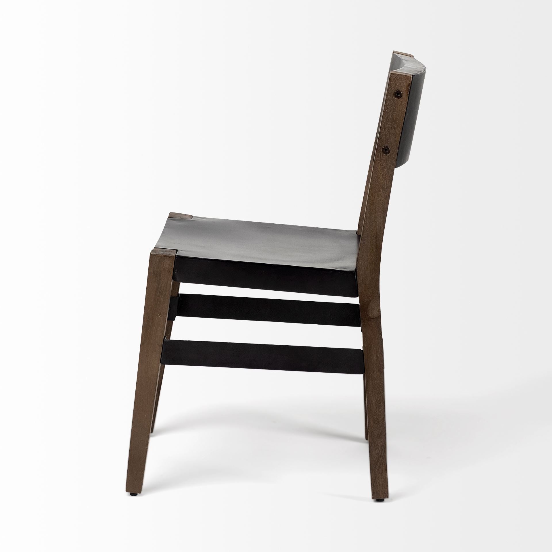 Black And Brown Metal and Wood Open Back Dining Side Chair - Kitchen & Dining