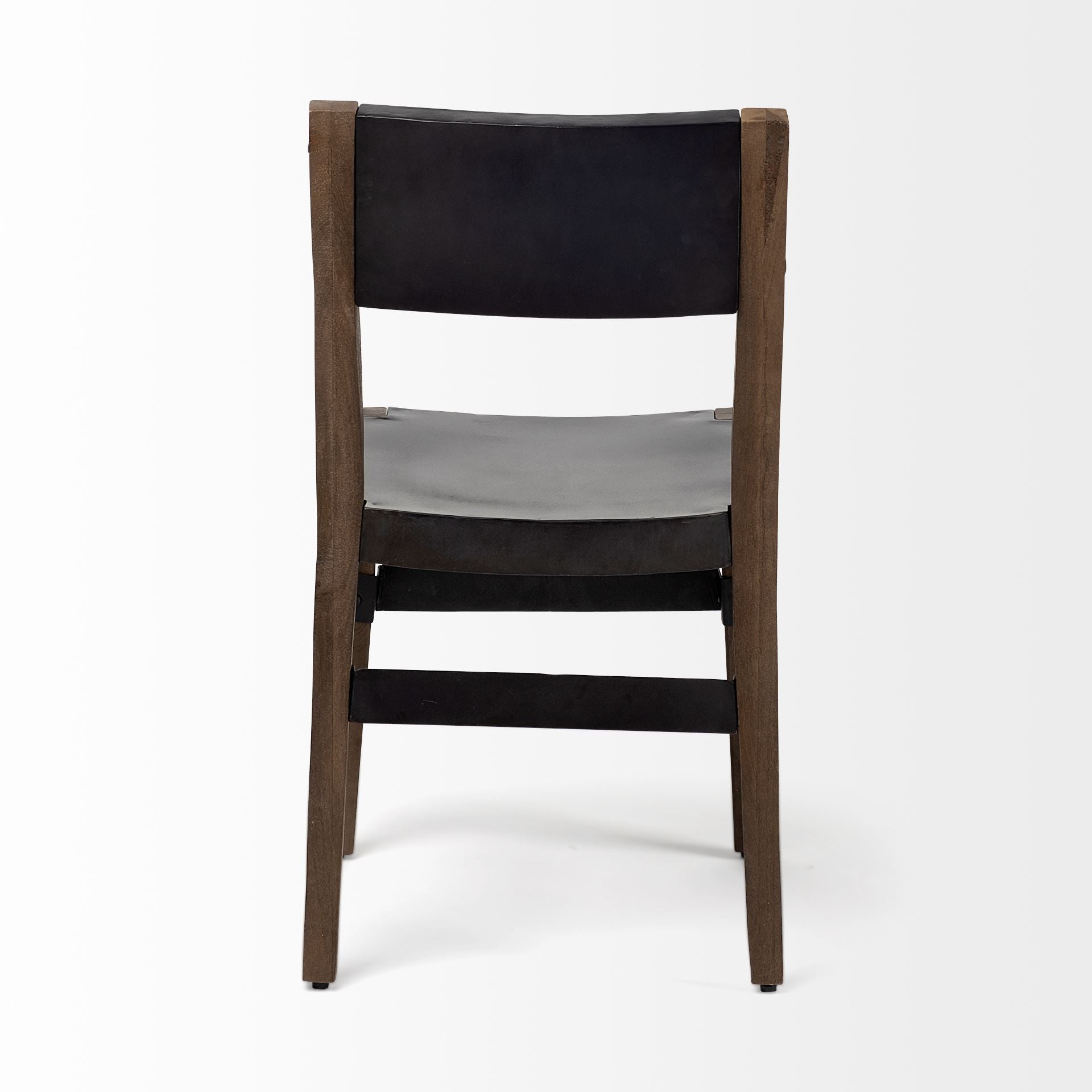 Black And Brown Metal and Wood Open Back Dining Side Chair - Kitchen & Dining