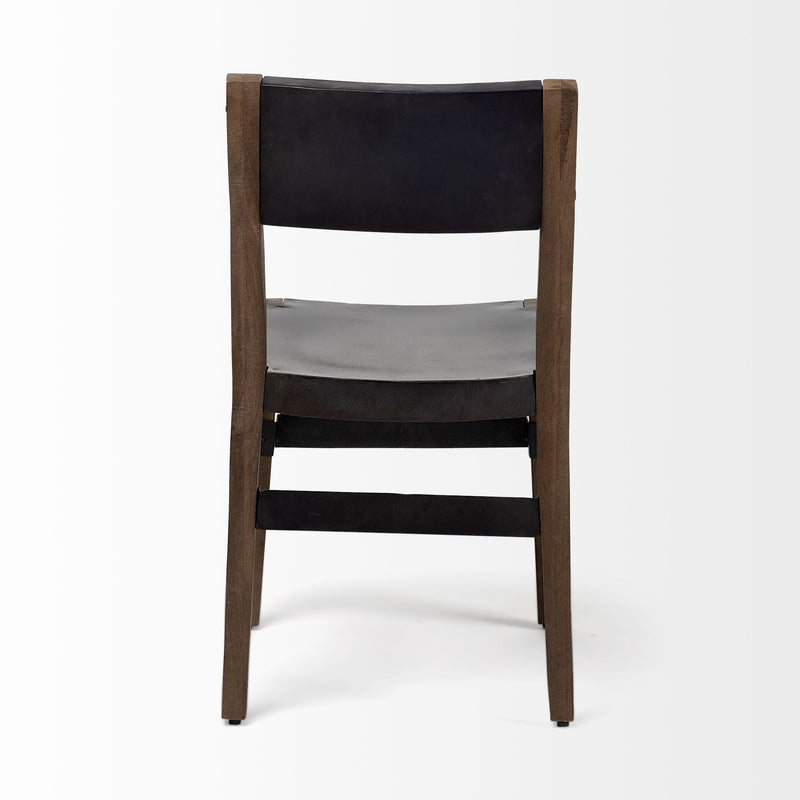 Black And Brown Metal and Wood Open Back Dining Side Chair - Kitchen & Dining