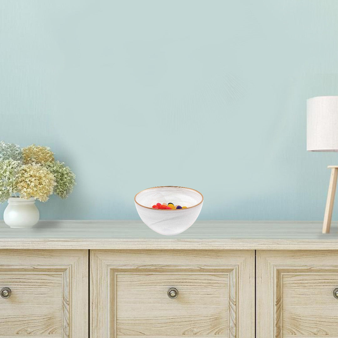 6" White And Gold Glass Default Title